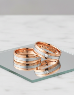 Fashion Gold dviejų aukso spalvų vestuviniai žiedai